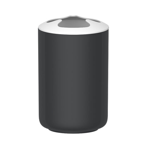 Vaso Portacepillos Minimalista Negro Azabache con Tapa Blanca PF-7257 – Caja de 12 Piezas