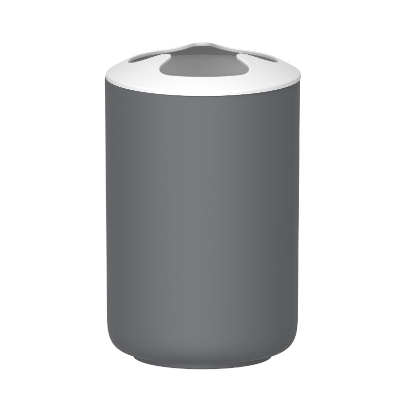 Vaso Portacepillos Minimalista Gris con Tapa Blanca PF-7258 – Caja de 12 Piezas