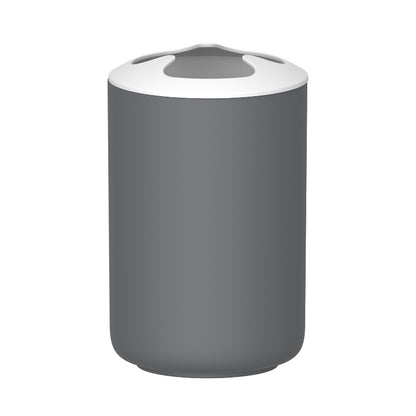 Vaso Portacepillos Minimalista Gris con Tapa Blanca PF-7258 – Caja de 12 Piezas