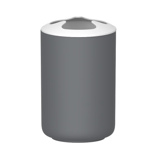 Vaso Portacepillos Minimalista Gris con Tapa Blanca PF-7258 – Caja de 12 Piezas
