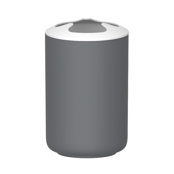 Vaso Portacepillos Minimalista Gris con Tapa Blanca PF-7258 – Caja de 12 Piezas