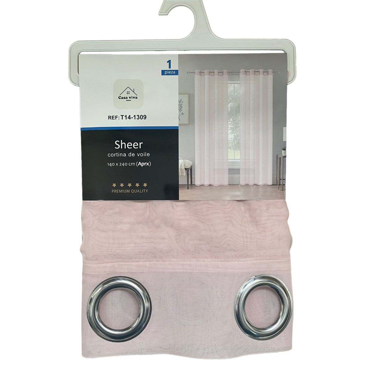Cortina Velo Transparente Rosa (137x230) - Caja Cerrada 12 Piezas