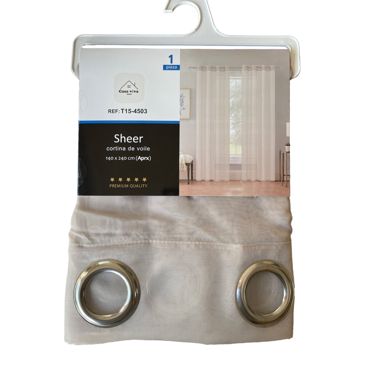 Cortina Velo Transparente Rojo Gris (137x230) - Caja Cerrada 12 Piezas