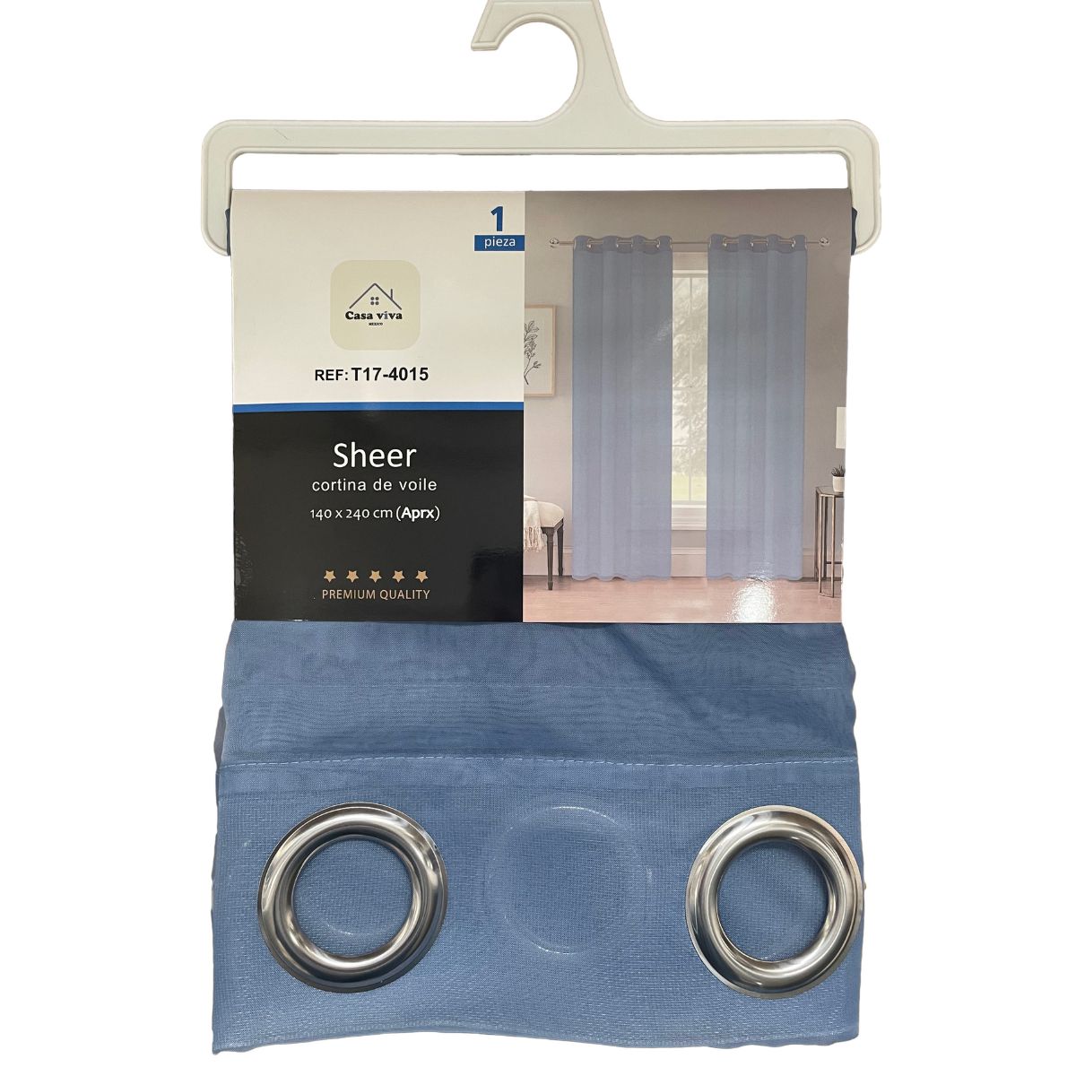 Cortina Velo Transparente Azul (137x230) - Caja Cerrada 12 Piezas