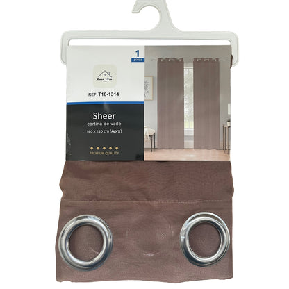 Cortina Velo Transparente Café Oscuro (137x230) - Caja Cerrada 12 Piezas