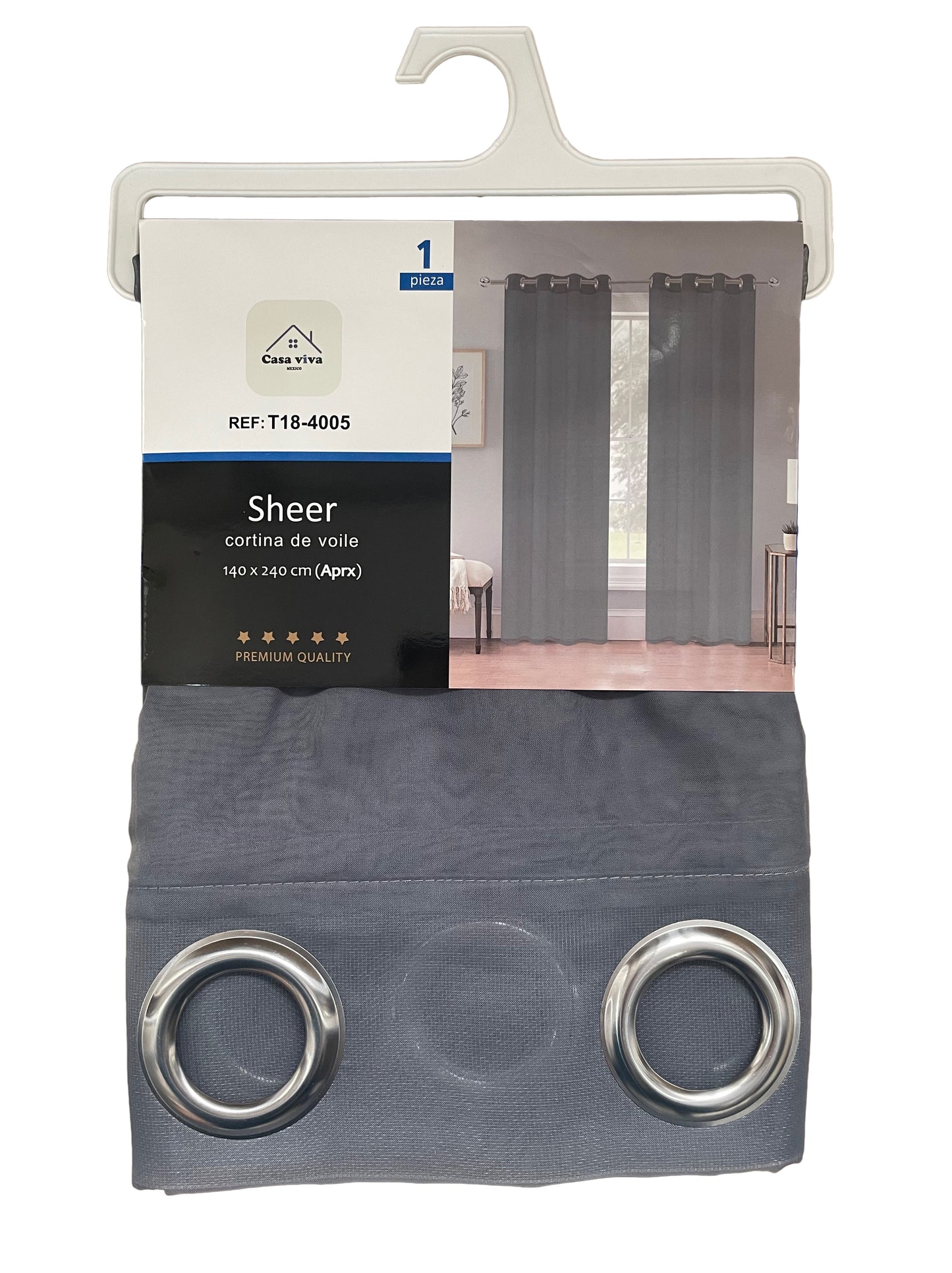 Cortina Velo Transparente Gris (137x230) - Caja Cerrada 12 Piezas