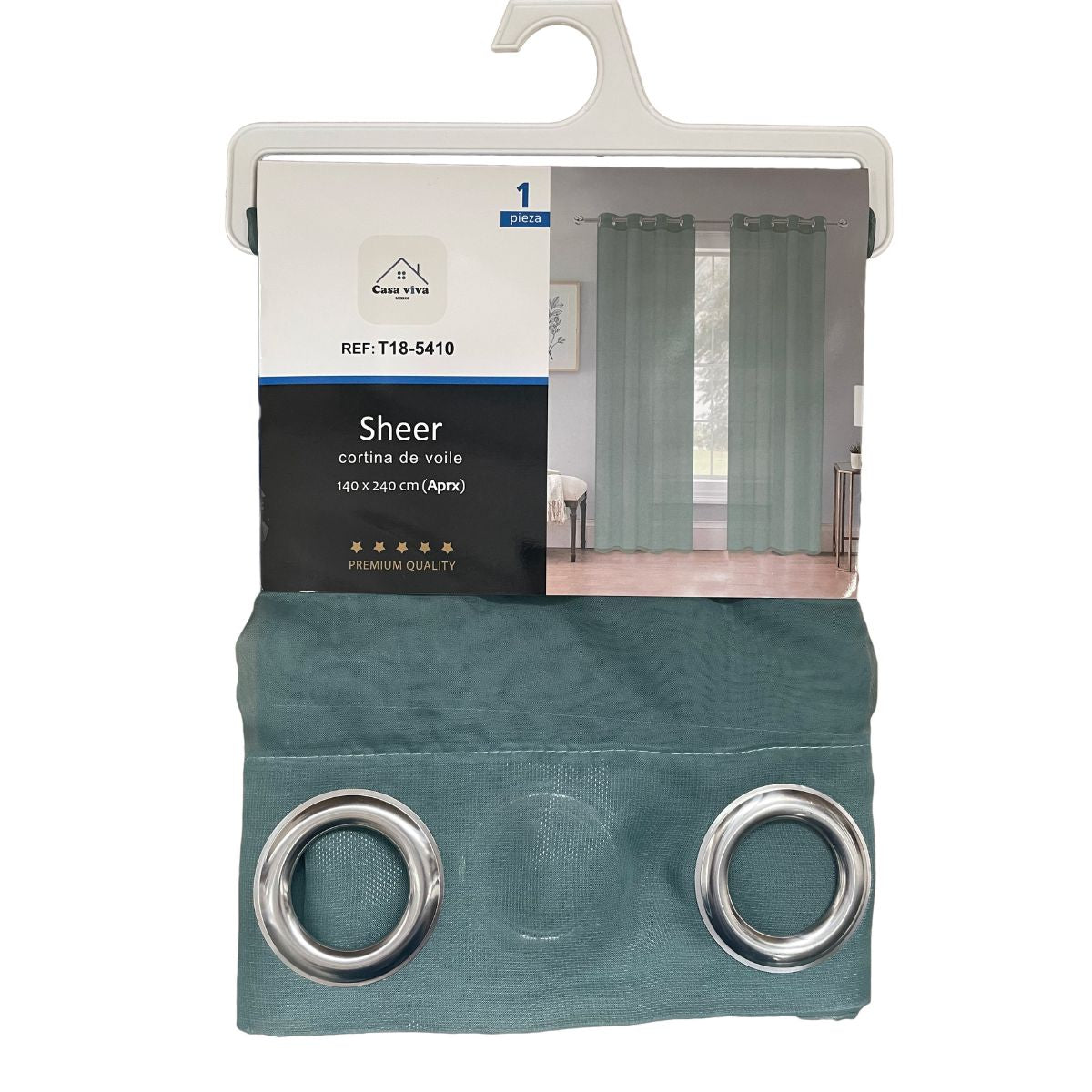 Cortina Velo Transparente Verde (137x230) - Caja Cerrada 12 Piezas