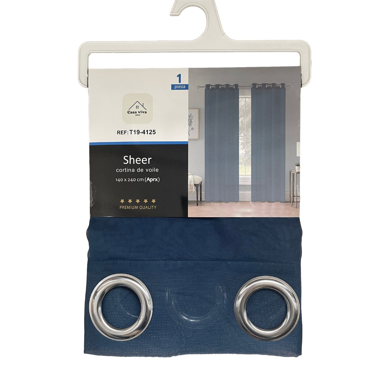 Cortina Velo Transparente Azul Oscuro (137x230) - Caja Cerrada 12 Piezas