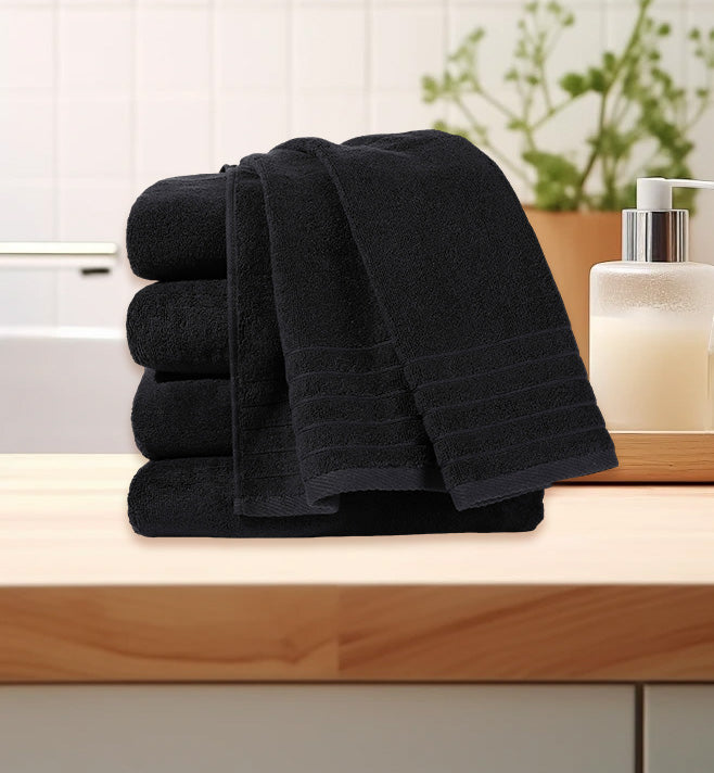Toallas de Ducha 100% Algodón Negro TA-15 (35x75 cm) – Caja de 12 Piezas