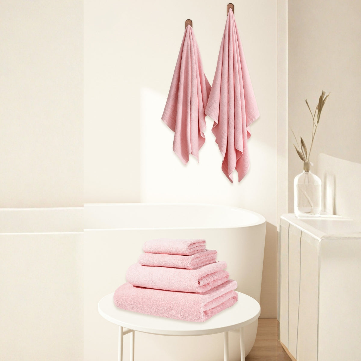 Toallas de Ducha 100% Algodón Rosa TA-20 (70x130 cm) – Caja de 6 Piezas