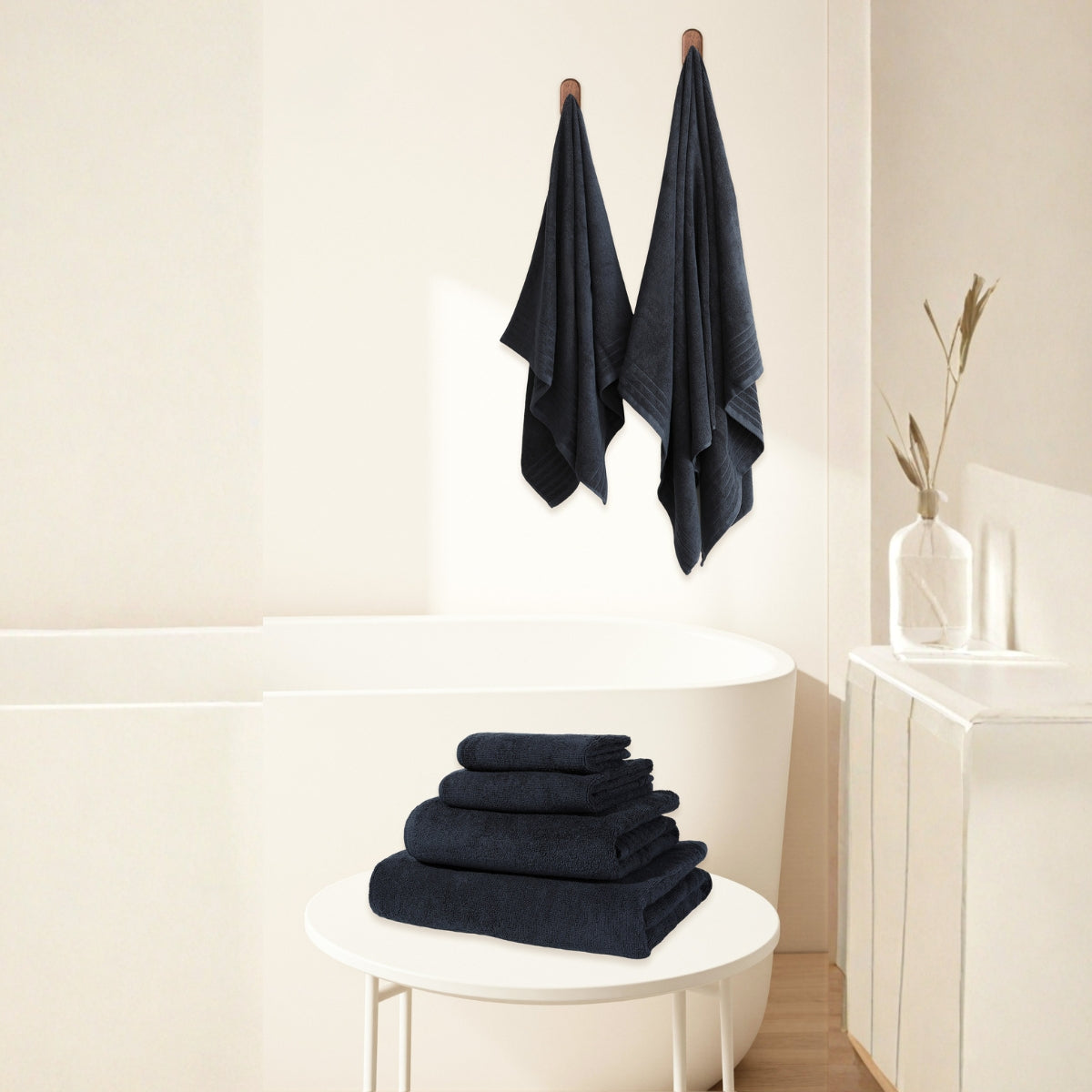 Toallas de Ducha 100% Algodón Azul Oscuro TA-39 (70x130 cm) – Caja de 6 Piezas
