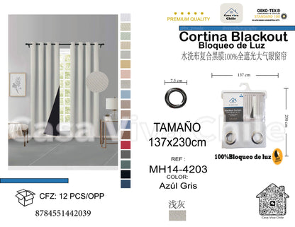Cortina MH Azul Gris Cepillada con Película Negra (137x230) - Caja de 12 Piezas