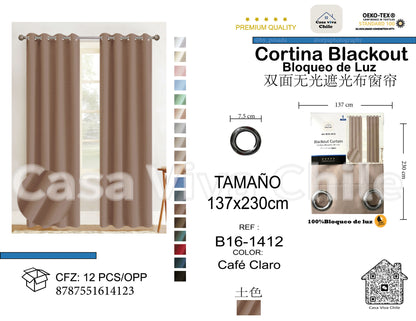 Cortina Blackout Café Claro (137x230) - Caja de 12 Piezas
