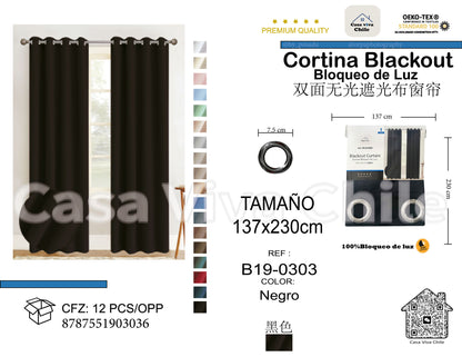 Cortina Blackout Negro (137x230) - Caja de 12 Piezas