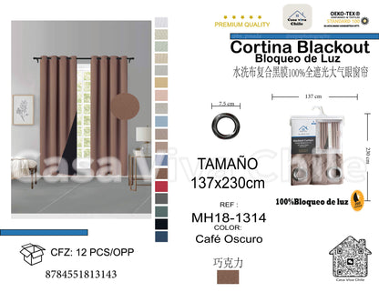 Cortina MH Café Oscuro Cepillada con Película Negra (137x230) - Caja de 12 Piezas