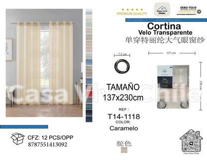 Cortina Velo Transparente Caramelo (137x230) - Caja Cerrada 12 Piezas