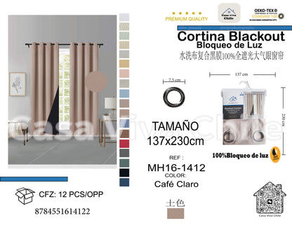 Cortina MH Café Claro Cepillada con Película Negra (137x230) - Caja de 12 Piezas