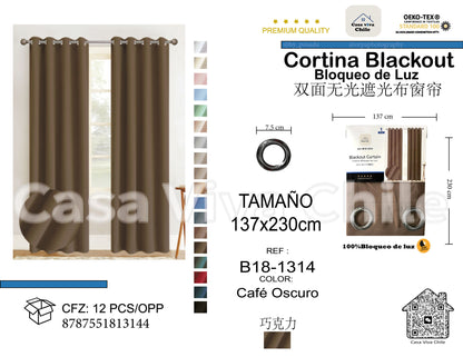 Cortina Blackout Café Oscuro (137x230) - Caja de 12 Piezas