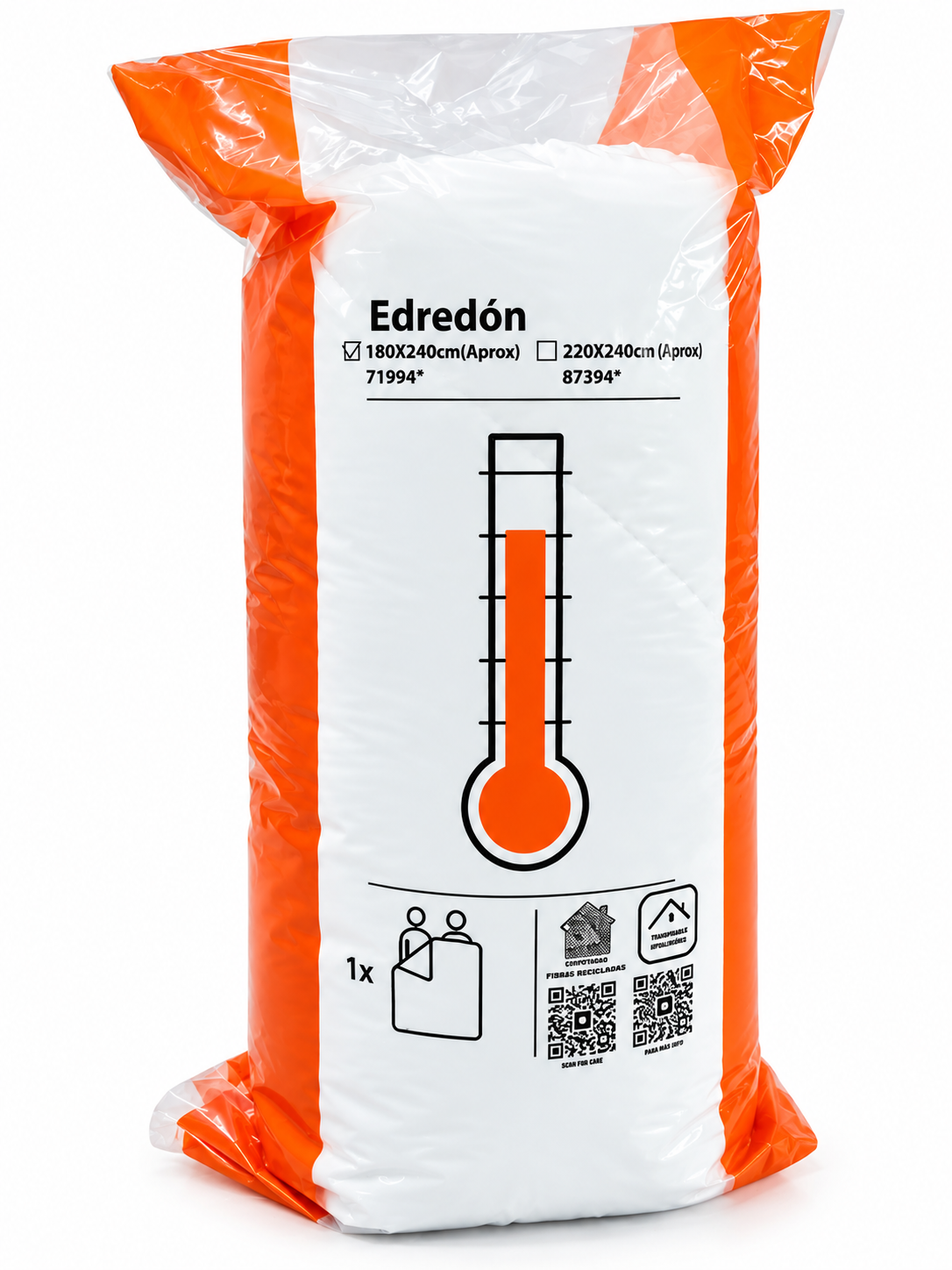 Edredòn Twin Blanco EDT11-0601  180 x 240 cm 100% Polièster  - Caja de 6 piezas
